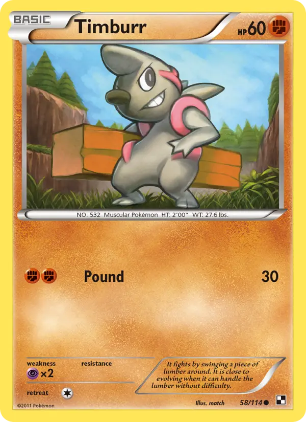 Timburr 58 Black & White Pokesingles