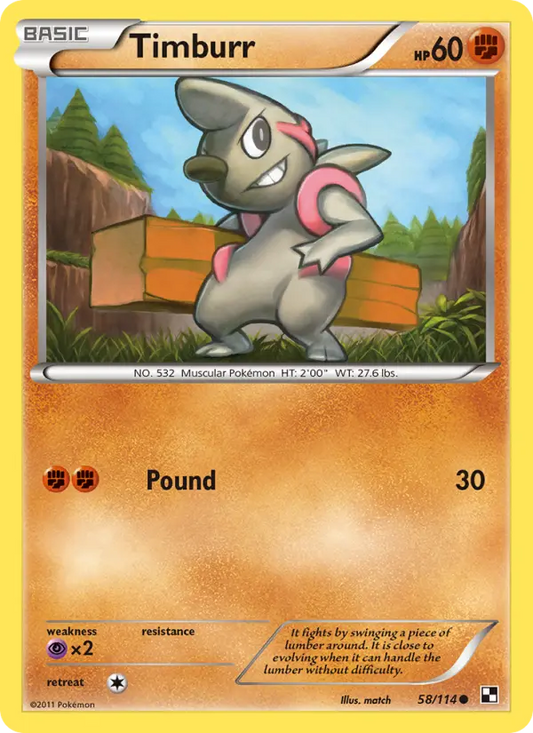 Timburr 58 Black & White Pokesingles