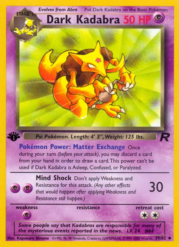Dark Kadabra 39 Team Rocket Pokesingles