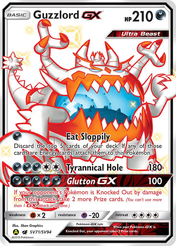 Guzzlord-GX SV71 Hidden Fates Shiny Vault Pokesingles