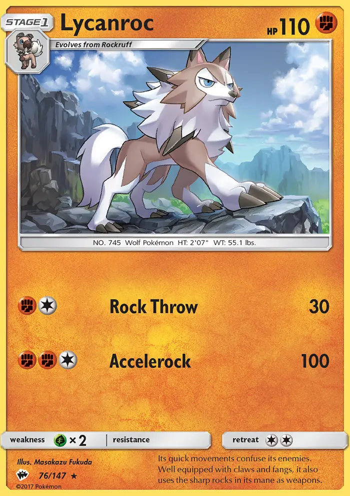 Lycanroc 76 Burning Shadows Pokesingles
