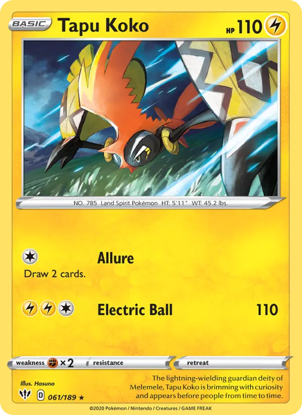Tapu Koko 61 Darkness Ablaze Pokesingles