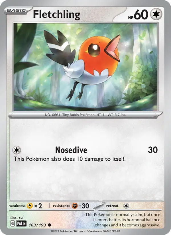 Fletchling 163 Paldea Evolved Pokesingles