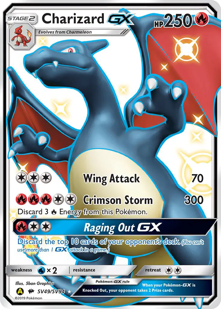 Charizard-GX SV49 Hidden Fates Shiny Vault Pokesingles