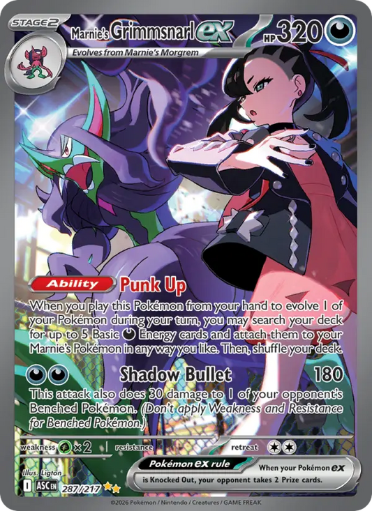 Marnie's Grimmsnarl ex 287 Ascended Heroes Pokesingles