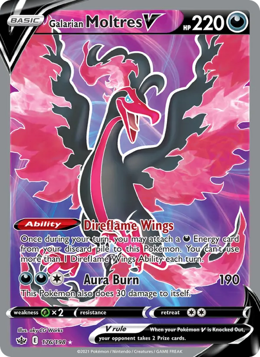 Galarian Moltres V 176 Chilling Reign Pokesingles