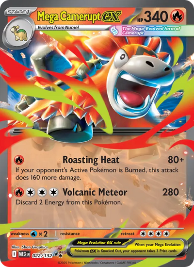 Mega Camerupt ex 22 Mega Evolution Pokesingles