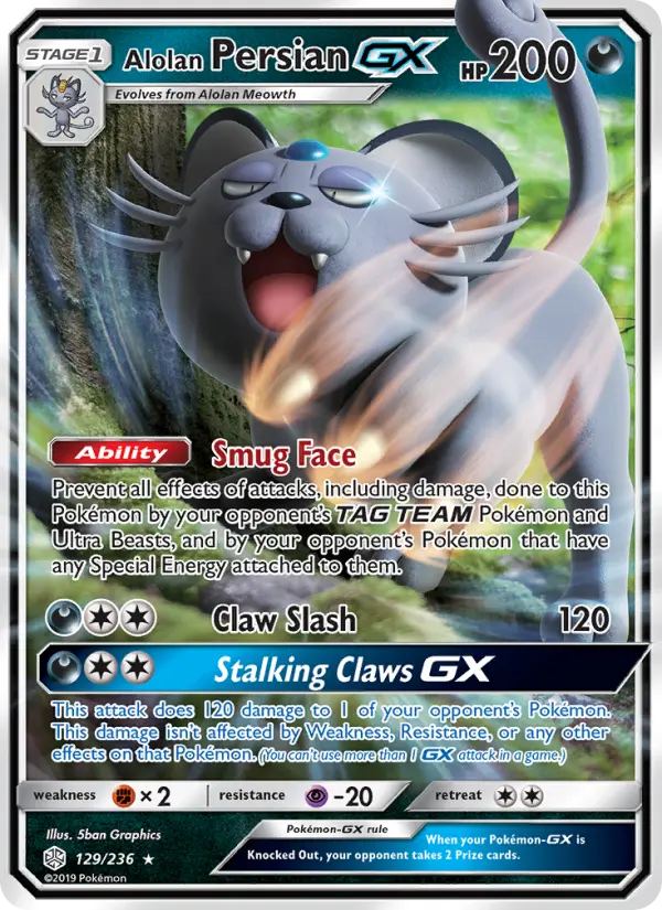 Alolan Persian GX 129 Cosmic Eclipse Pokesingles