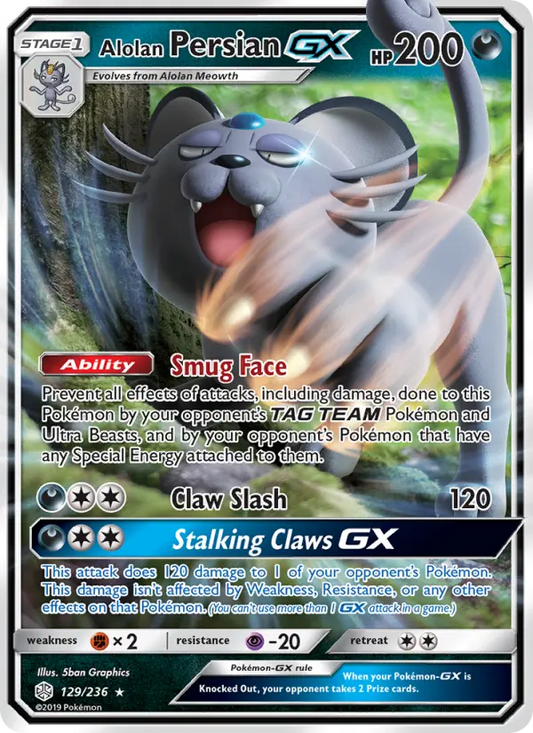 Alolan Persian GX 129 Cosmic Eclipse Pokesingles