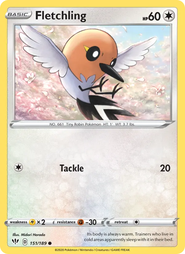 Fletchling 151 Darkness Ablaze Pokesingles