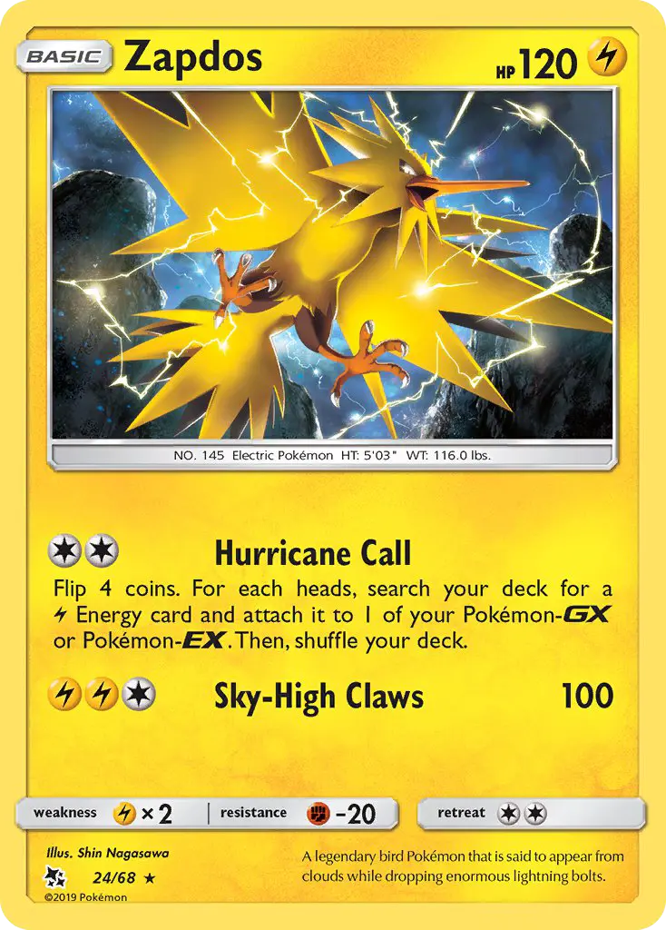 Zapdos 24 Hidden Fates Pokesingles