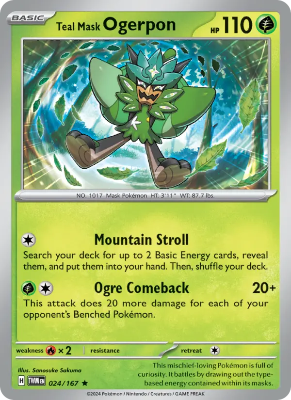 Teal Mask Ogerpon 24 Twilight Masquerade Pokesingles