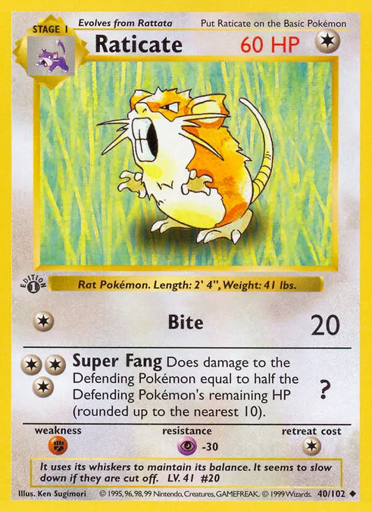 Raticate 40 Base Set Pokesingles