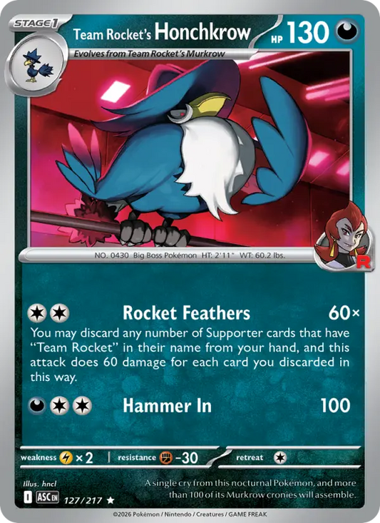 Team Rocket's Honchkrow 127 Ascended Heroes Pokesingles