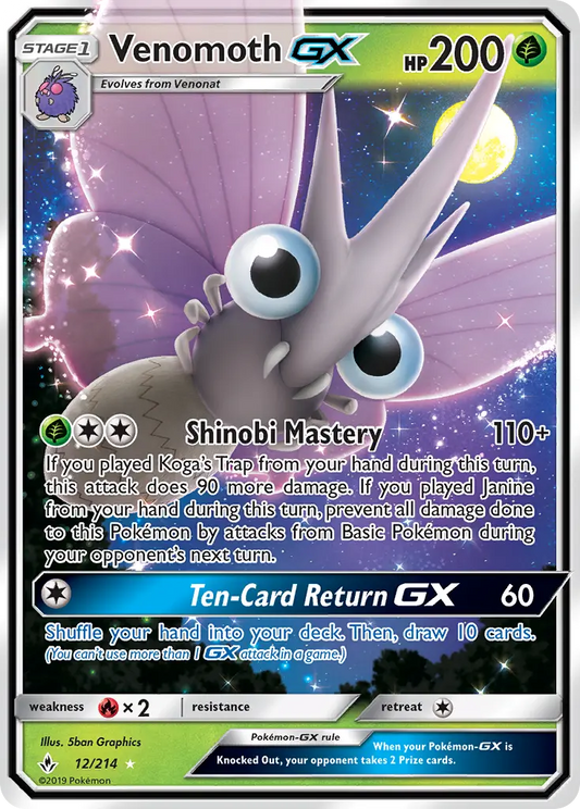 Venomoth GX 12 Unbroken Bonds Pokesingles