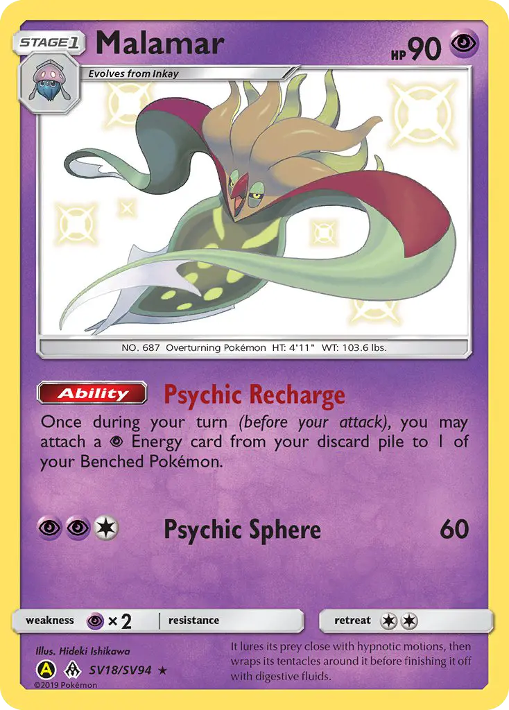 Malamar SV18 Hidden Fates Shiny Vault Pokesingles