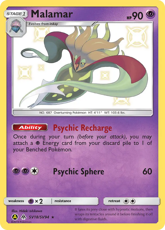 Malamar SV18 Hidden Fates Shiny Vault Pokesingles