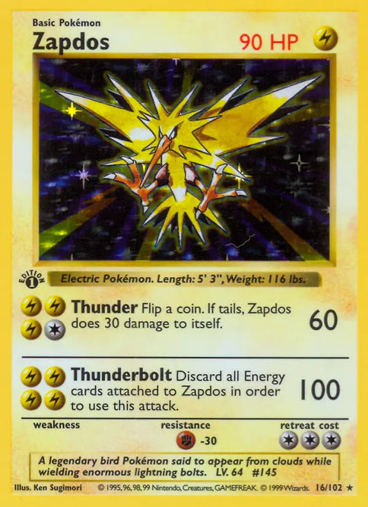 Zapdos 16 Base Set Pokesingles