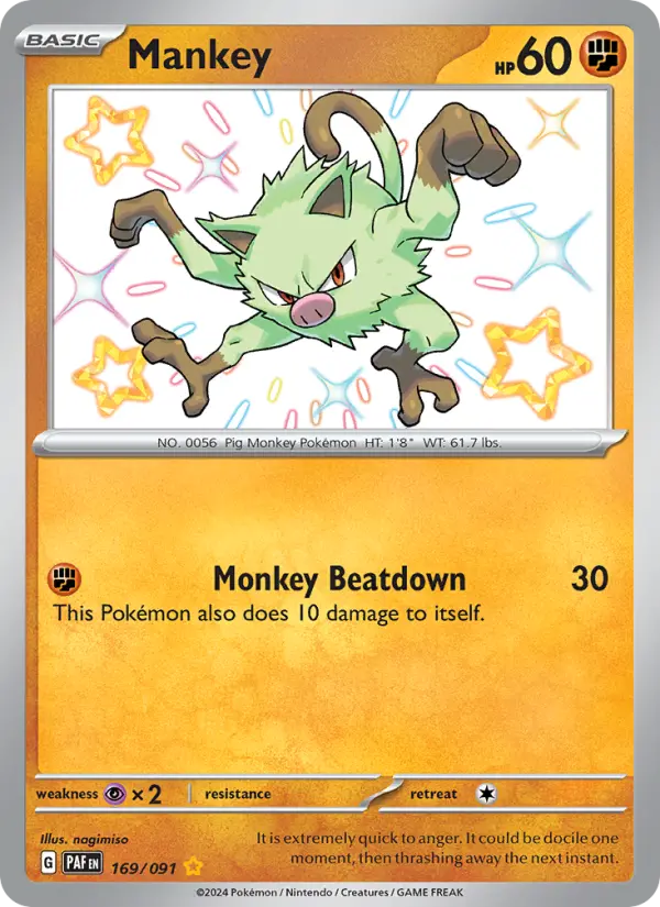 Mankey 169 Paldean Fates Pokesingles