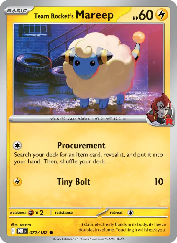 Team Rocket's Mareep 72 Destined Rivals Pokesingles