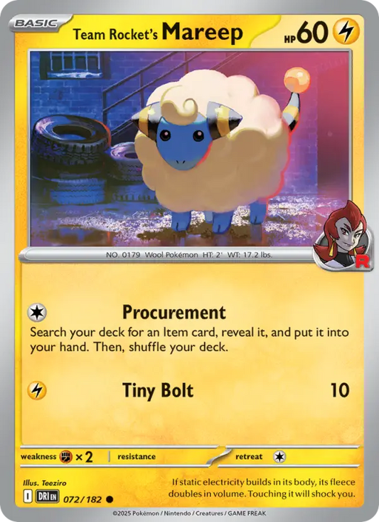 Team Rocket's Mareep 72 Destined Rivals Pokesingles