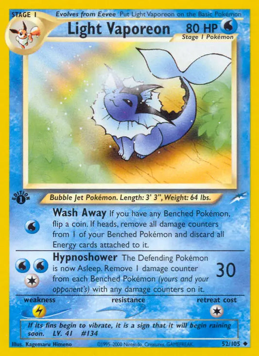 Light Vaporeon 52 Neo Destiny Pokesingles
