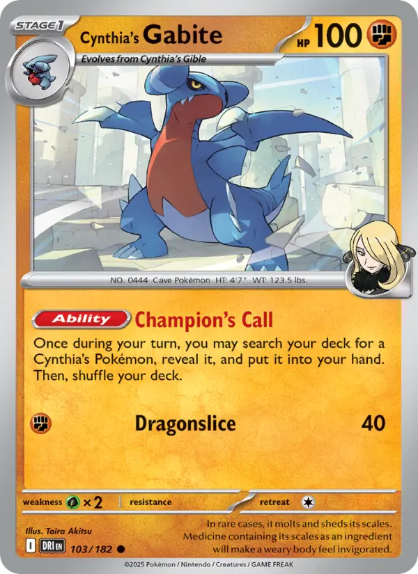 Cynthia's Gabite 103 Destined Rivals Pokesingles