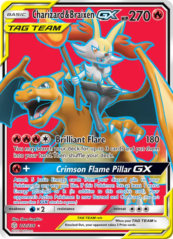 Charizard & Braixen GX 212 Cosmic Eclipse Pokesingles