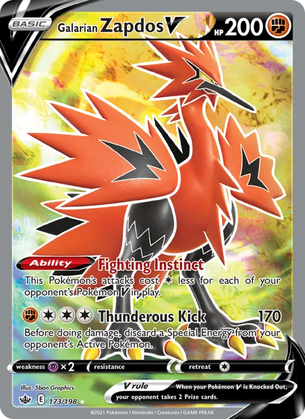 Galarian Zapdos V 173 Chilling Reign Pokesingles