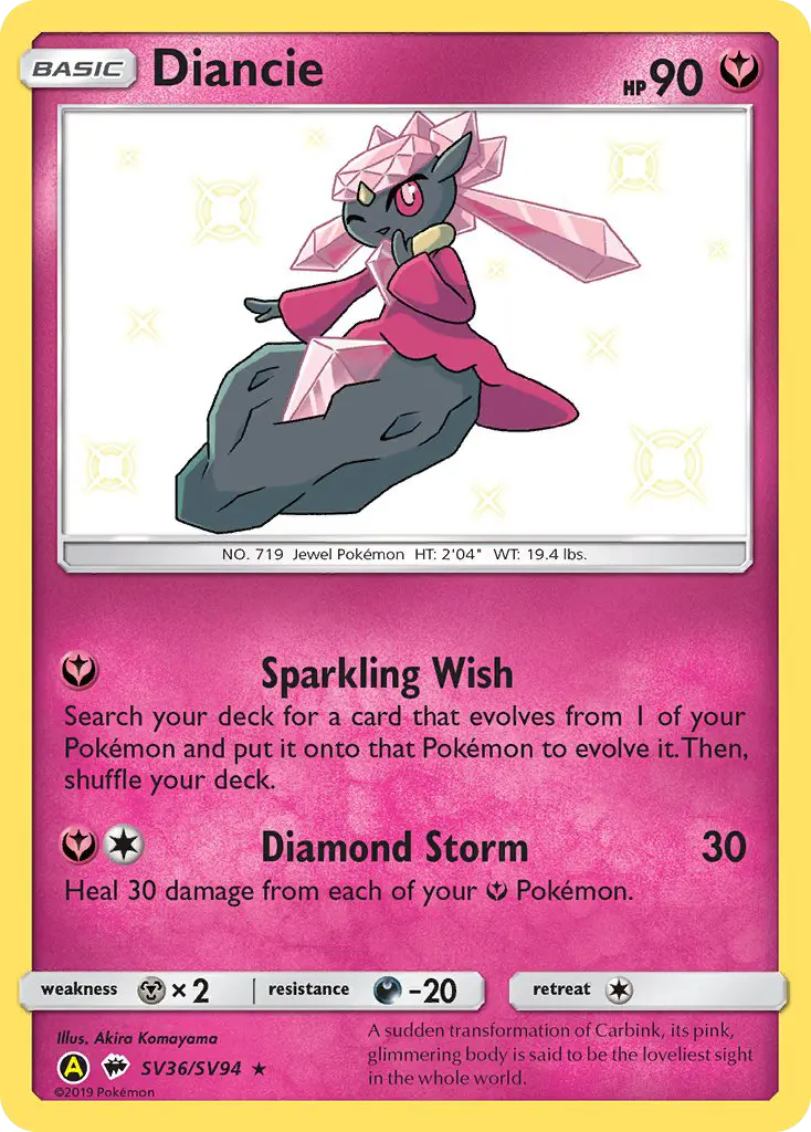Diancie SV36 Hidden Fates Shiny Vault Pokesingles