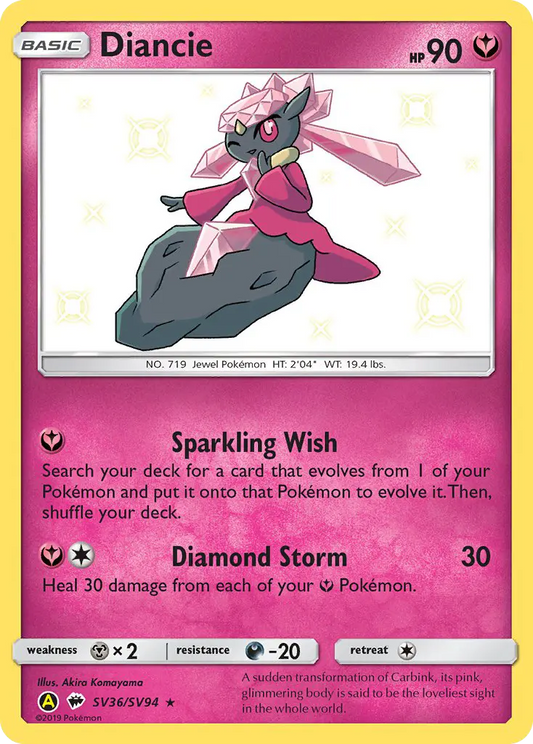 Diancie SV36 Hidden Fates Shiny Vault Pokesingles