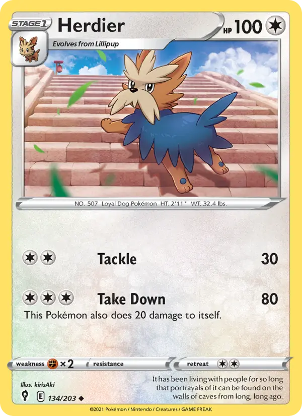 Herdier 134 Evolving Skies Pokesingles
