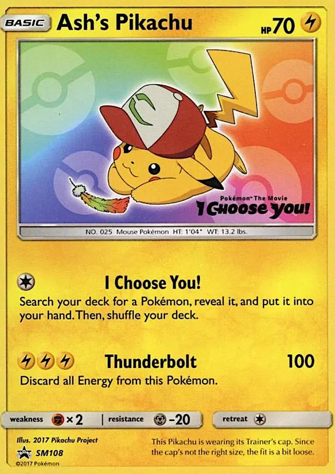 Ash's Pikachu SM108 SM Black Star Promos Pokesingles