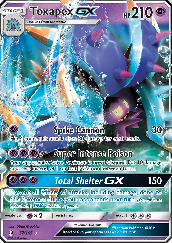 Toxapex GX 57 Guardians Rising Pokesingles