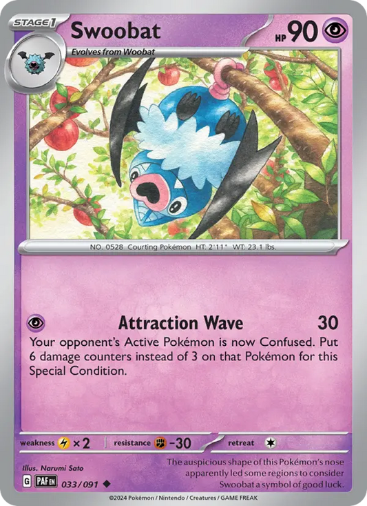 Swoobat 33 Paldean Fates Pokesingles