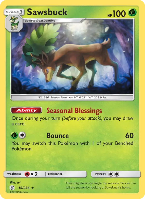 Sawsbuck 16 Cosmic Eclipse Pokesingles