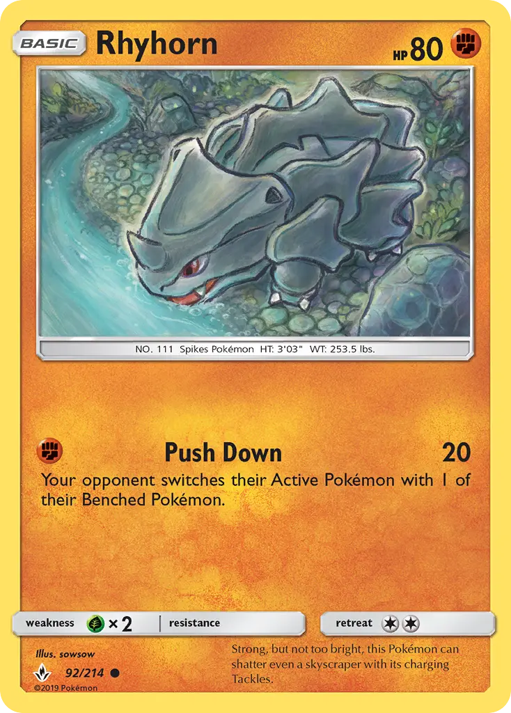 Rhyhorn 92 Unbroken Bonds Pokesingles