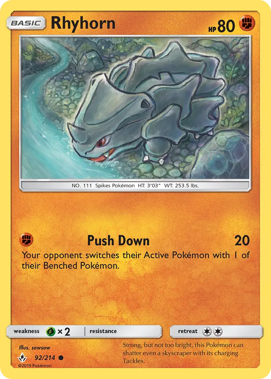 Rhyhorn 92 Unbroken Bonds Pokesingles