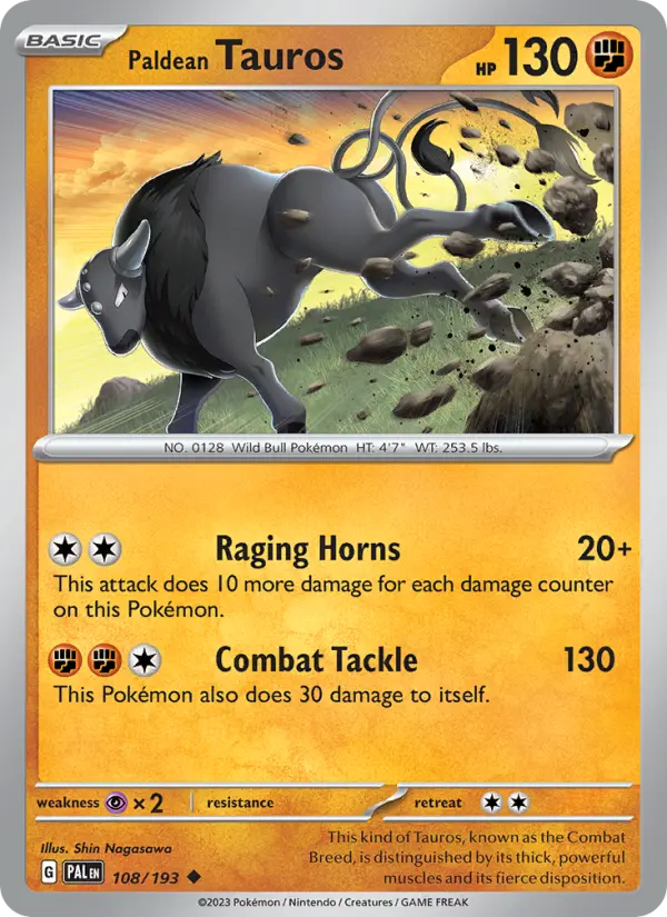 Paldean Tauros 108 Paldea Evolved Pokesingles