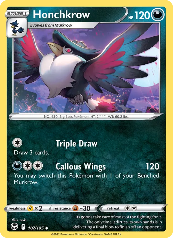 Honchkrow 107 Silver Tempest Pokesingles
