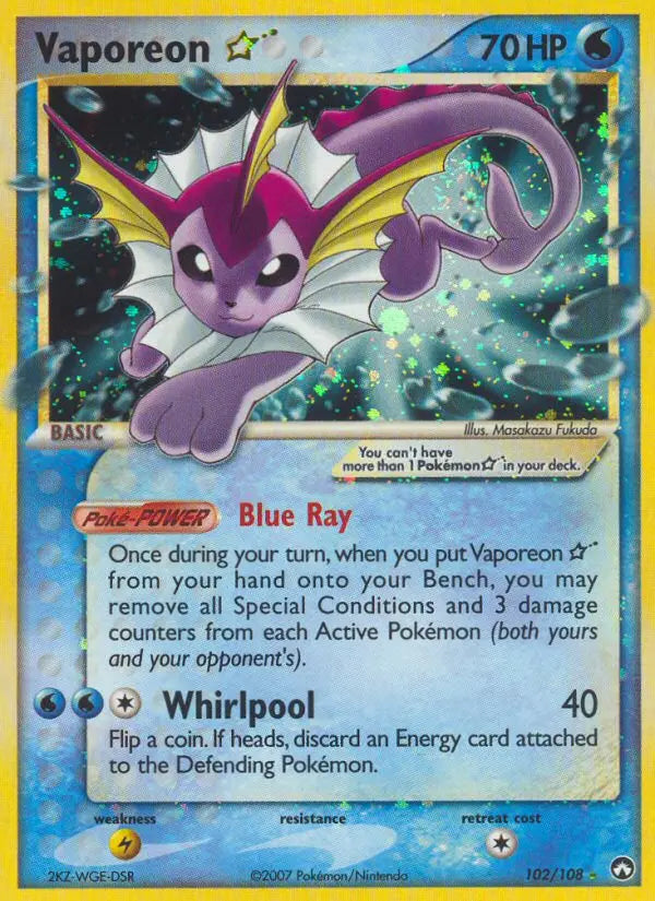 Vaporeon Star 102 Power Keepers Pokesingles
