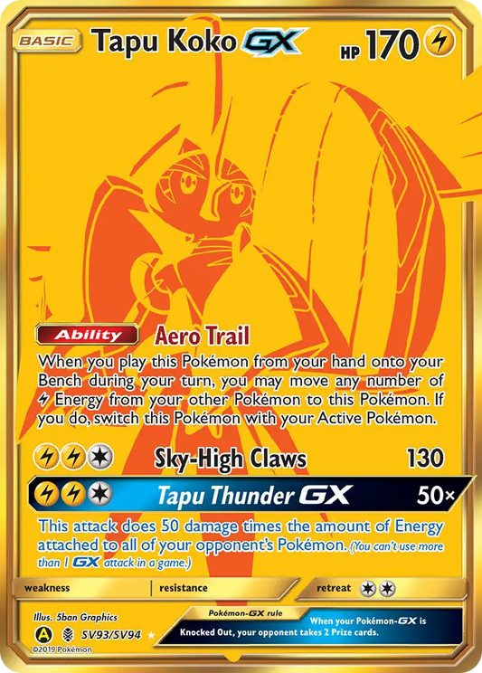 Tapu Koko-GX SV93 Hidden Fates Shiny Vault Pokesingles