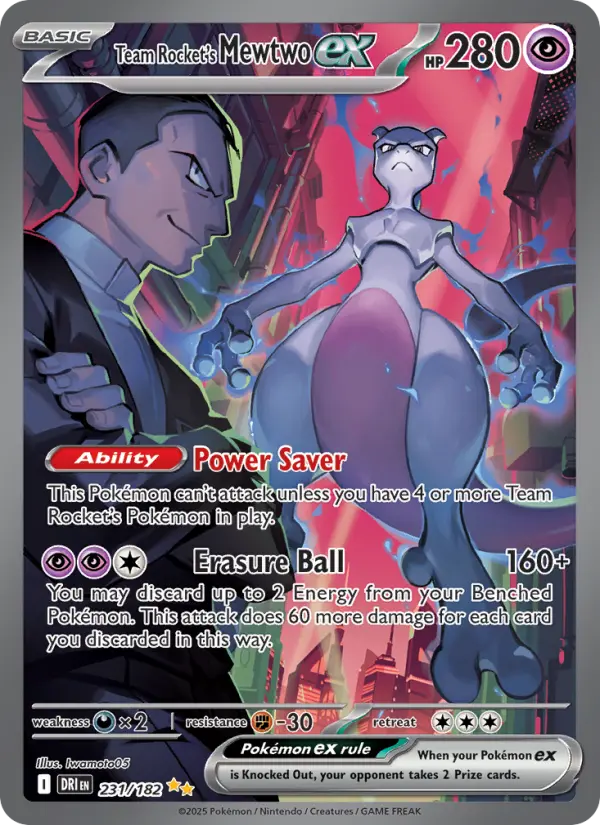 Team Rocket's Mewtwo ex 231 Destined Rivals Pokesingles