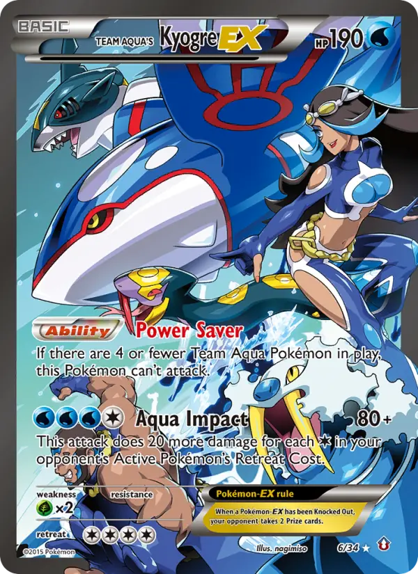 Team Aqua's Kyogre EX 6 Double Crisis Pokesingles
