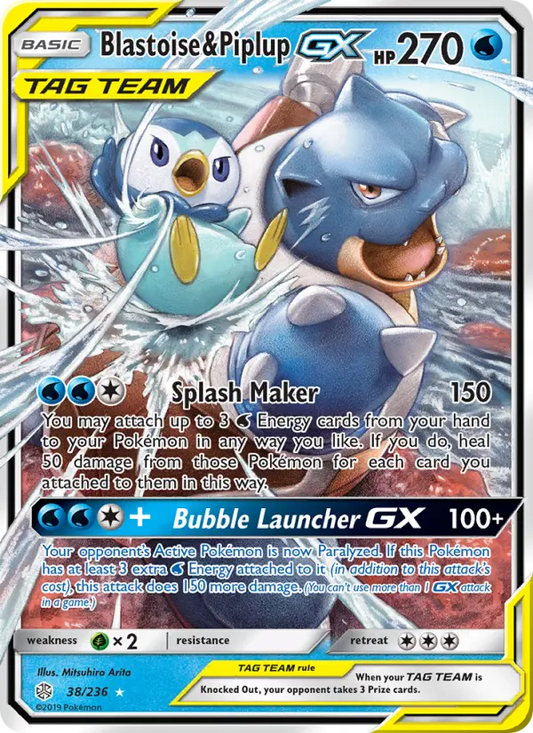 Blastoise & Piplup GX 38 Cosmic Eclipse Pokesingles