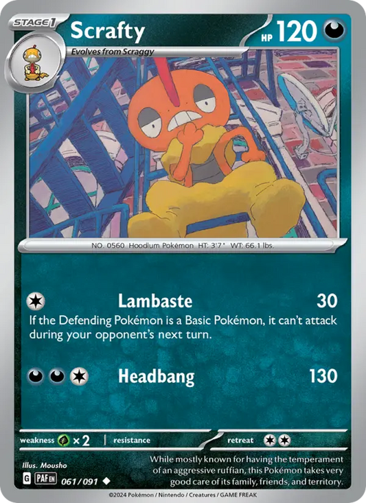 Scrafty 61 Paldean Fates Pokesingles
