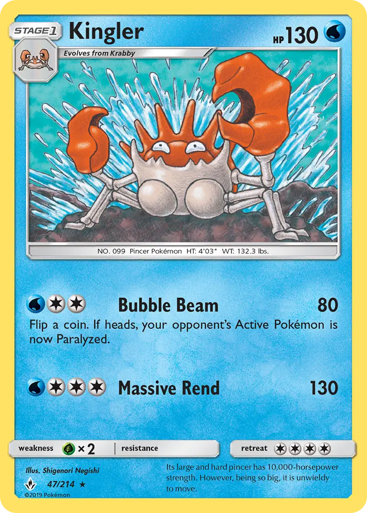 Kingler 47 Unbroken Bonds Pokesingles