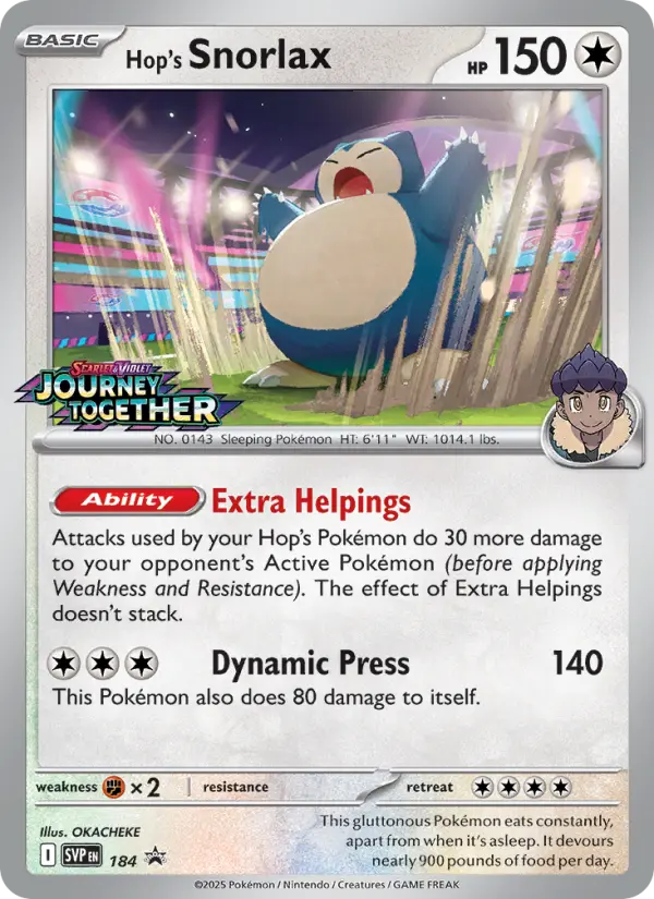 Hop's Snorlax 184 SVP Black Star Promos Pokesingles