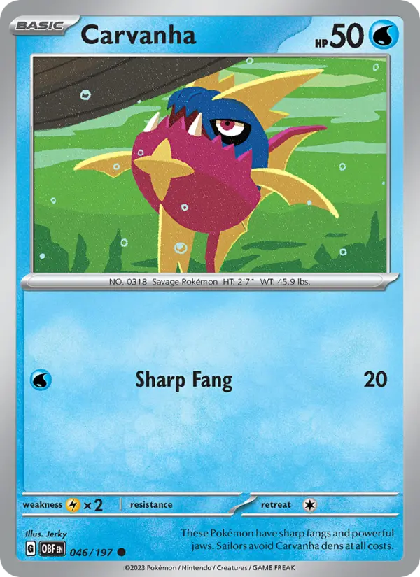 Carvanha 46 Obsidian Flames Pokesingles