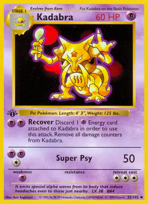 Kadabra 32 Base Set Pokesingles